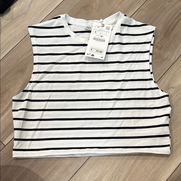 Zara Tops - Zara Striped Sleeveless Crop Top NWT Sz Large